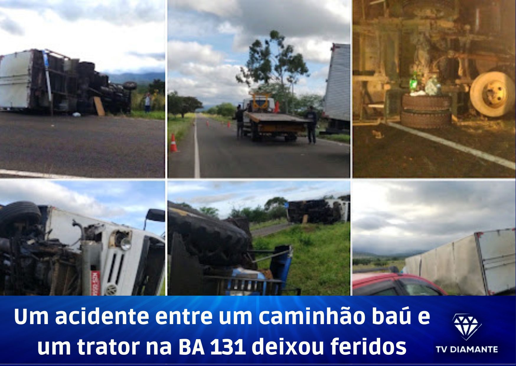 Acidente com caminhão baú e trator deixa feridos na BA 131
