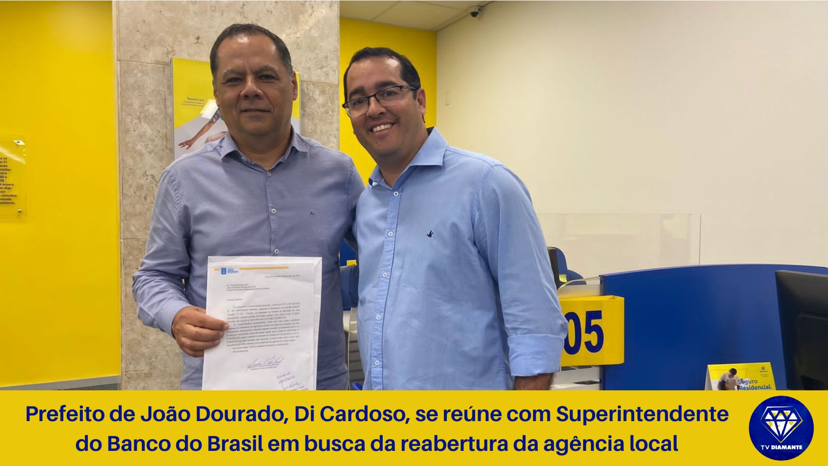 ​Prefeito de João Dourado, Di Cardoso, se reúne com Superintendente do Banco do Brasil em busca da reabertura da agência local